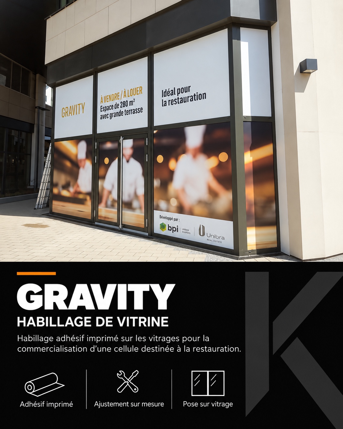 Gravity — Habillage de vitrine