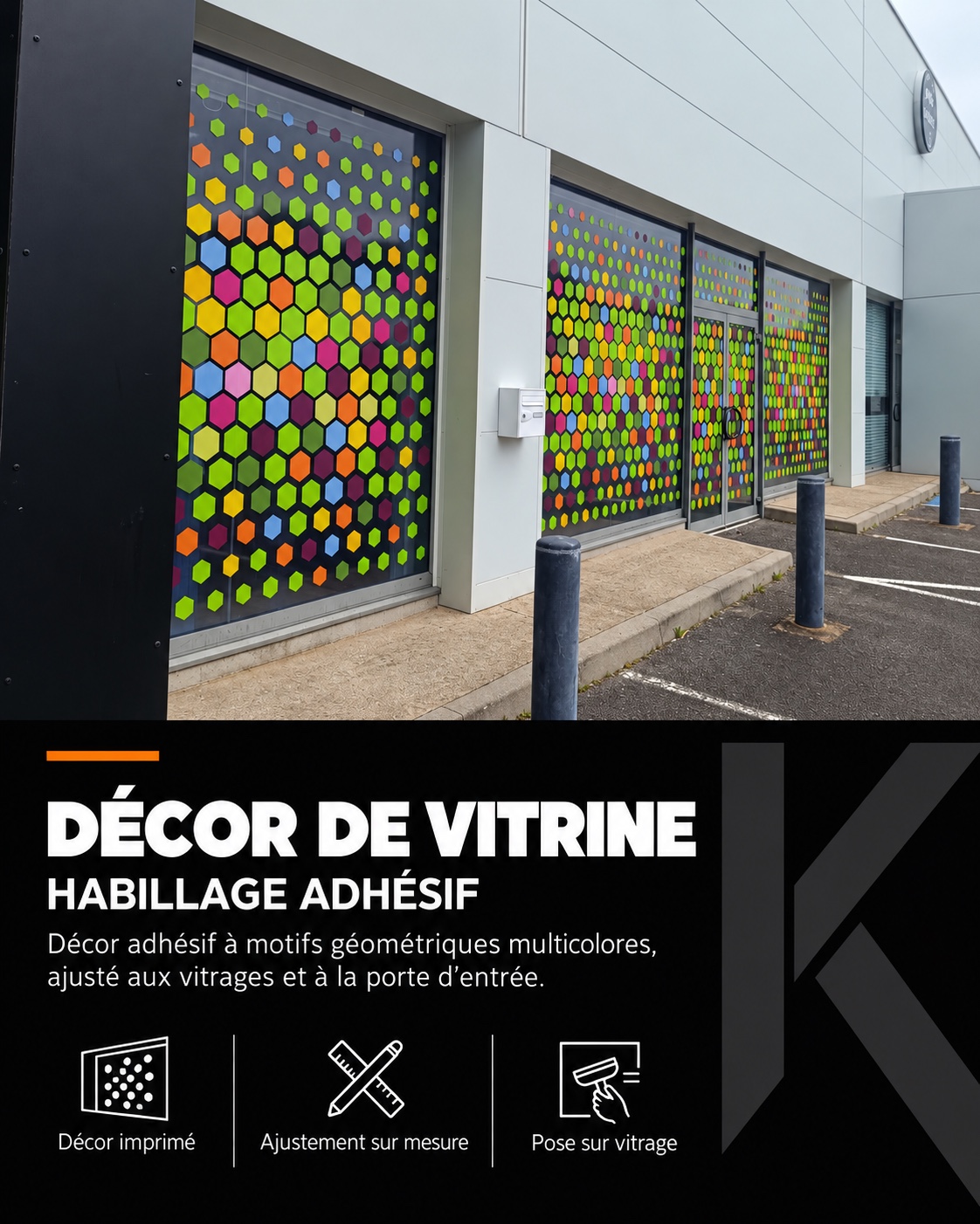 Décor de vitrine — Habillage adhésif multicolore